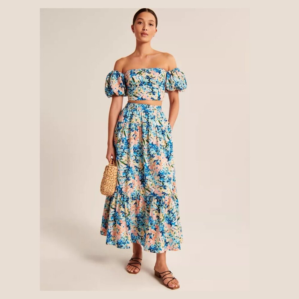 Abercrombie and Fitch Poplin Top and Maxi Skirt SET XS